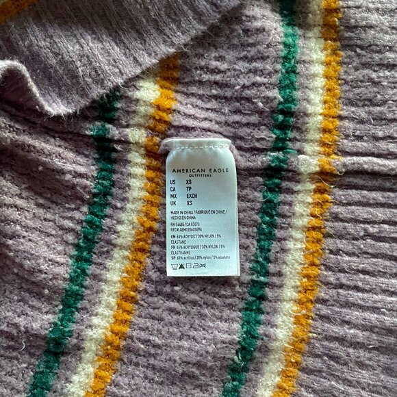 American Eagle Women's Purple Striped Boyfriend Fit Oversized Sweater size XS - Picture 5 of 6